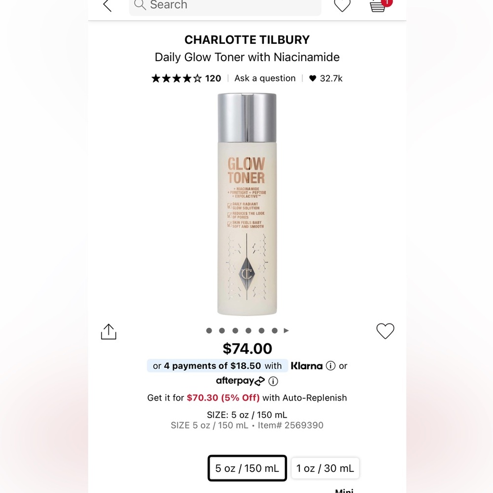 Charlotte tilbury - Glow Toner with Niacinamide - NEW